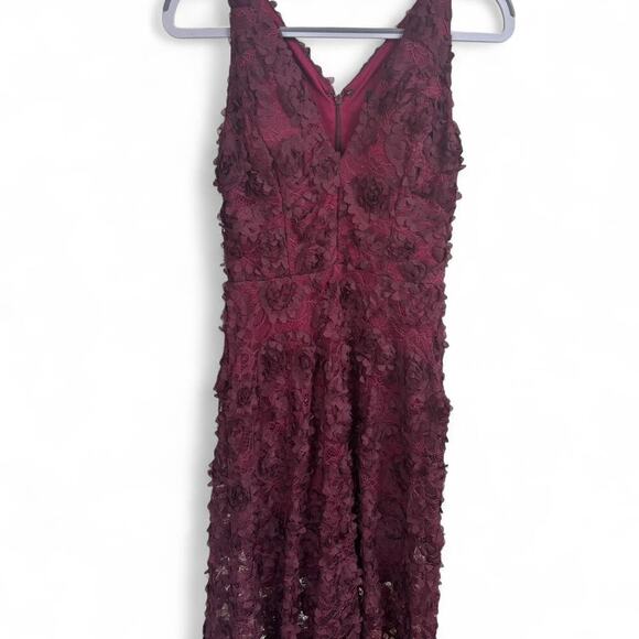 XSCAPE MADE IN USA BURGUNDY FLOWER PROM FORMAL MAXI DRESS SZ. 4 SMALL NWT - Picture 3 of 6